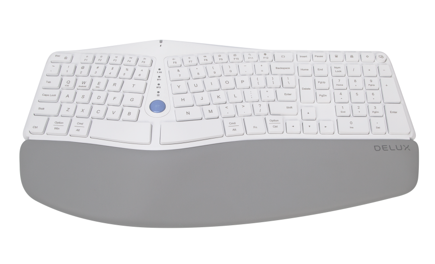 Delux gesplitst ergonomisch toetsenbord met polssteun Delux