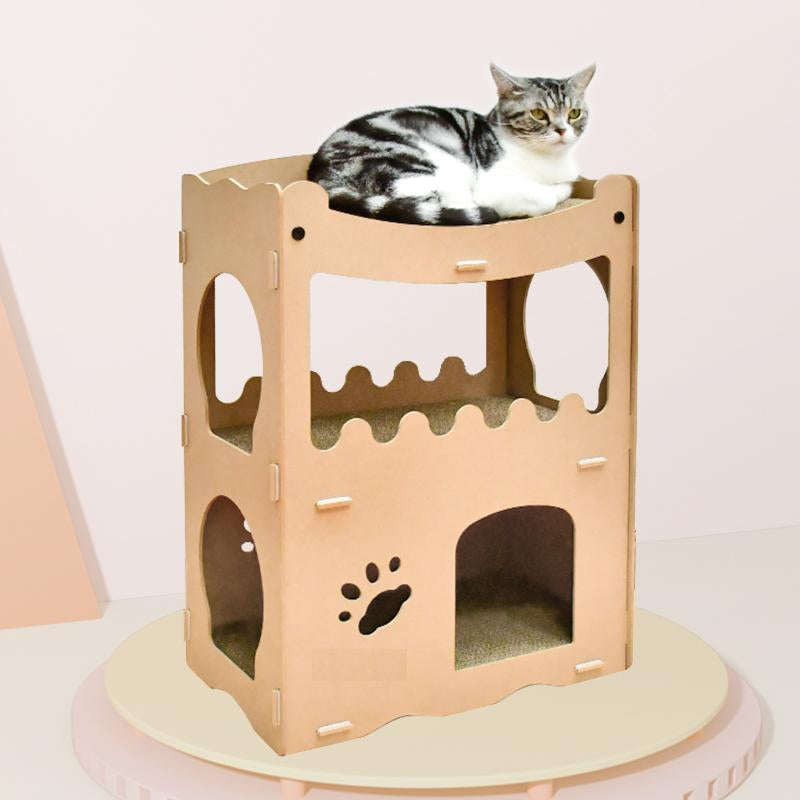 Kattenhuis - duurzaam speelhuis voor katten - karton krabmeubel katten SpirePets