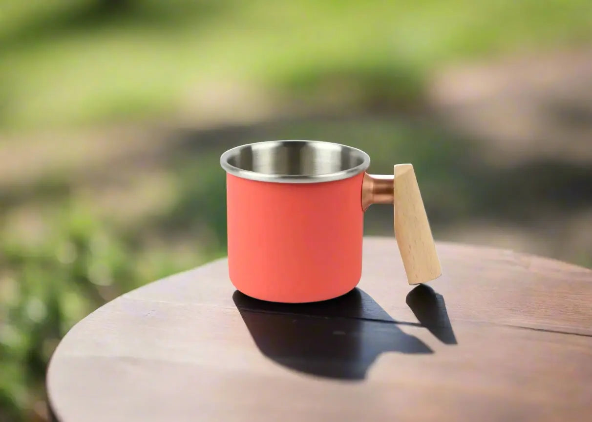 Emaille mok - camp mug drinkbeker - kalas serie - 400ml - kleur rood Truvii