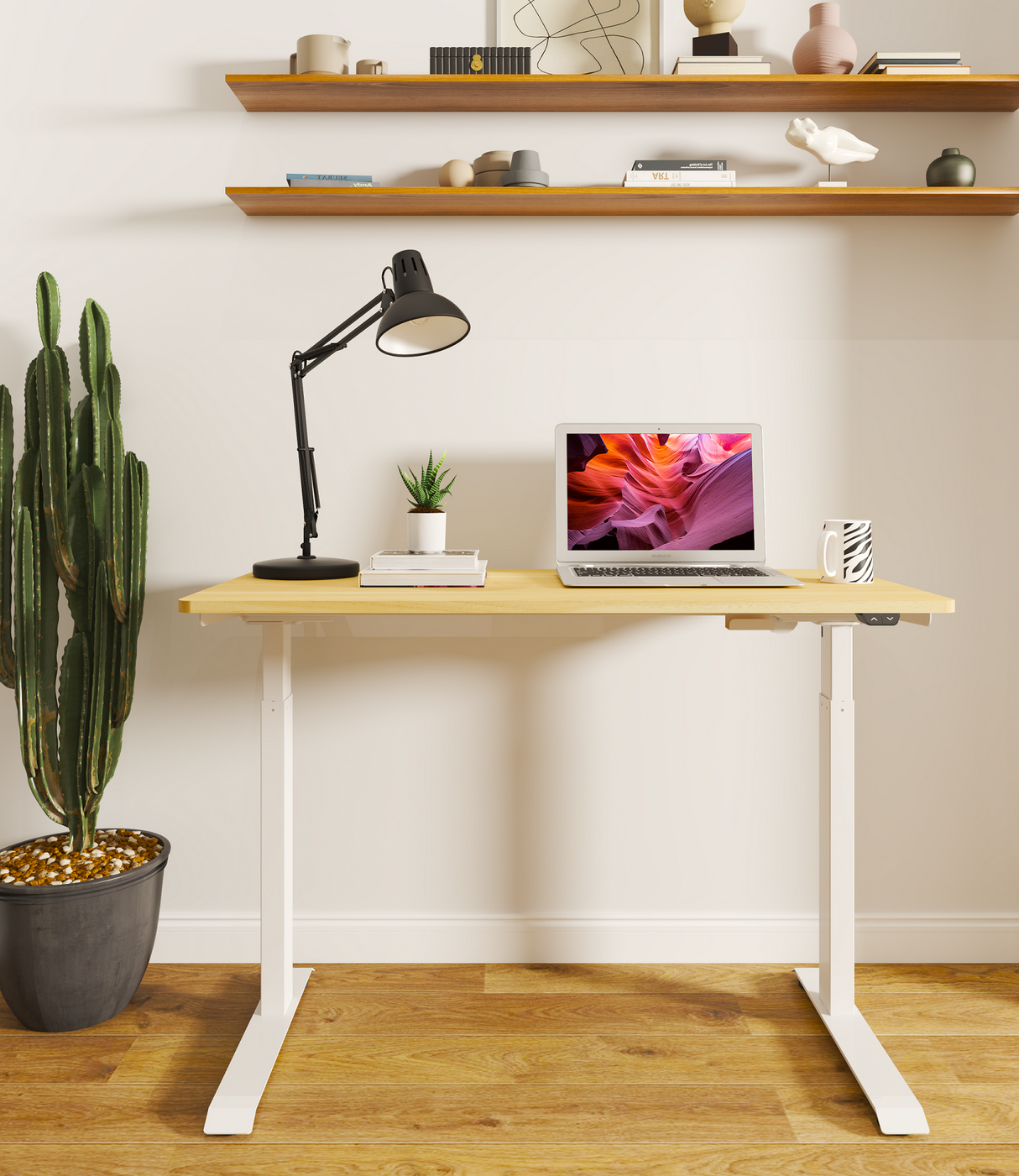 Sit-stand desk electrically adjustable | Ergonomic workplace | Height adjustable | Desktop 120*60*2.5cm | Maximum height 123 cm | Minimum height 73cm