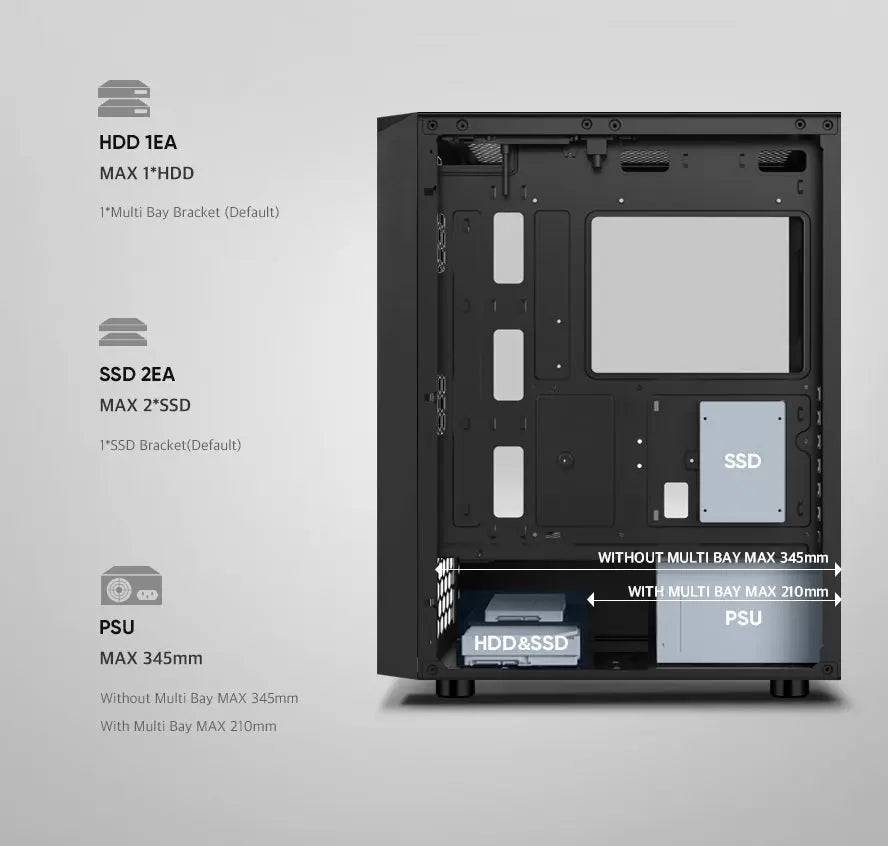 PC gamer case - G30 BLACK TRUE FORCE - Tempered glass Spire