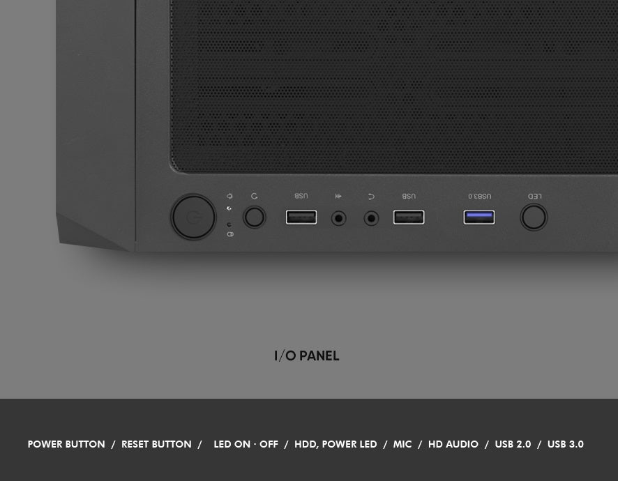 Boîtier PC | Noir | USB2.0, USB 3.0 | 3.5" HDD * 2, 2.5" SSD * 2 | Micro ATX/MINI ATX