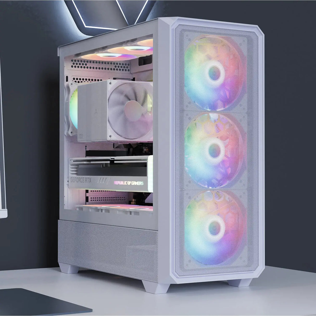 PC gamer case - G30 WHITE TRUE FORCE - Tempered glass Spire