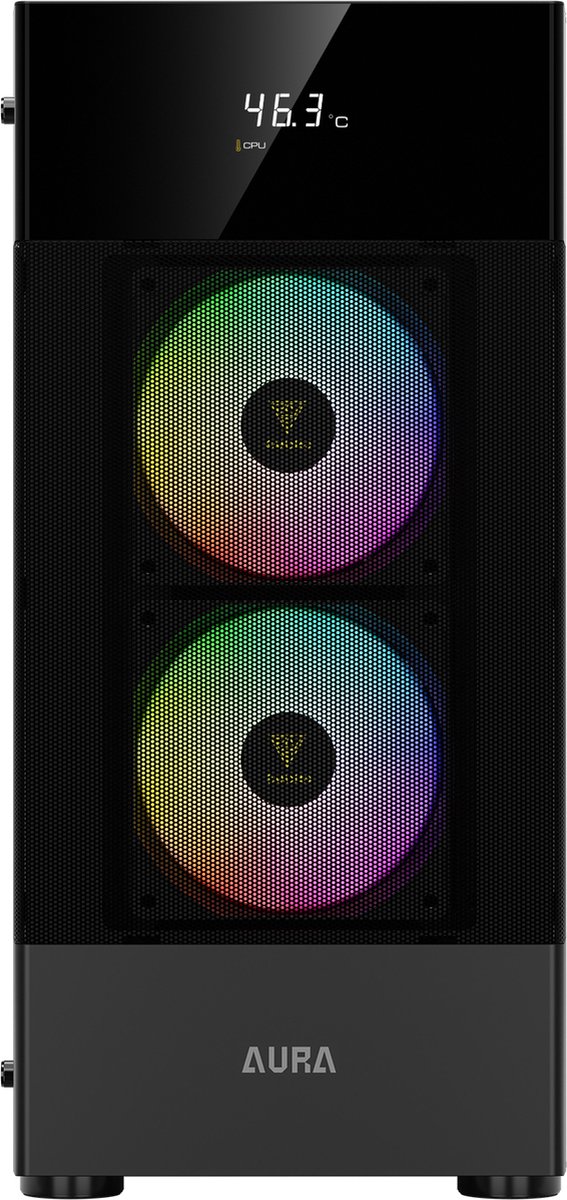 Gamdias Aura GC5 Gaming-Gehäuse – Computergehäuse mit Temperaturanzeige und ARGB-LED-Beleuchtung
