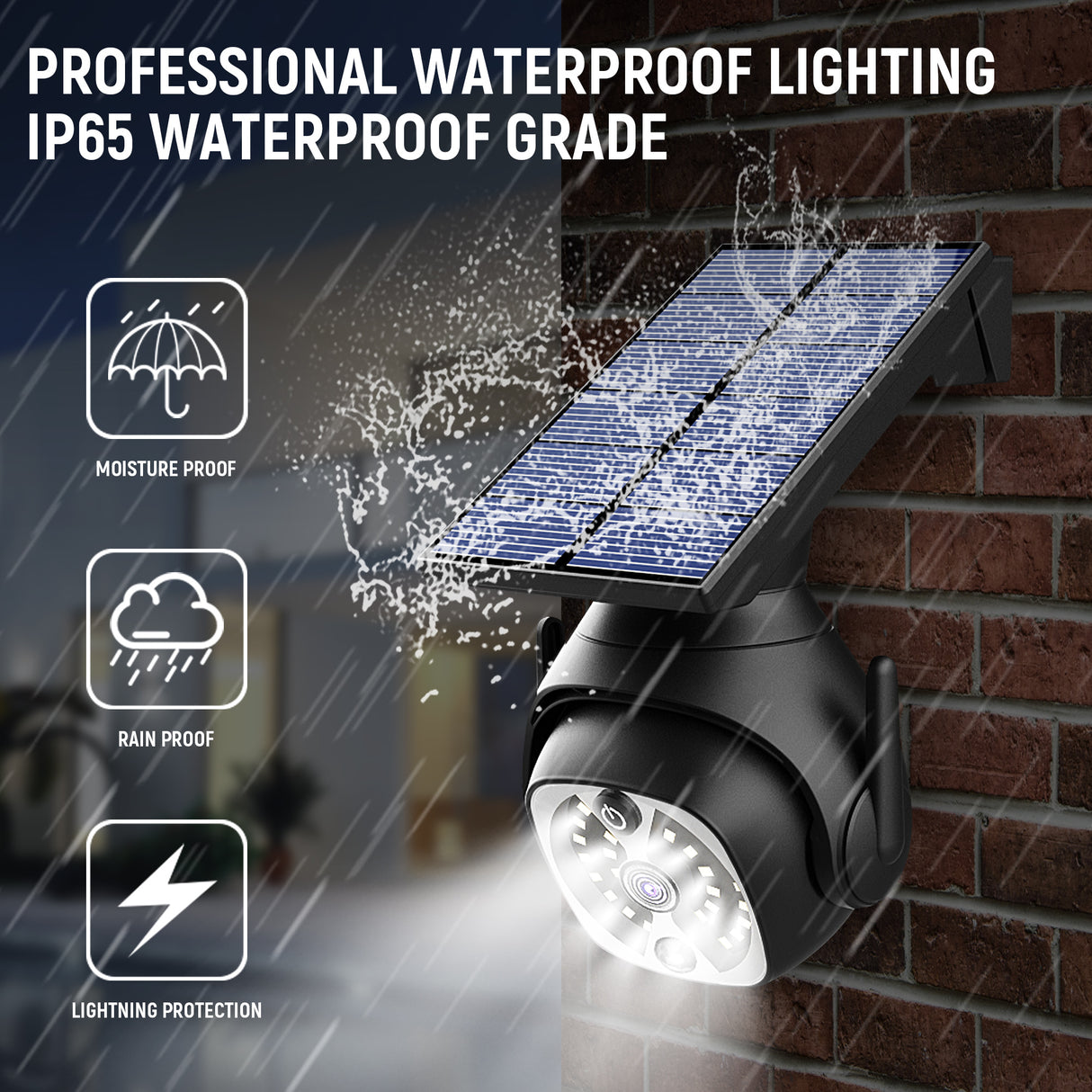 Inductielicht op zonne-energie - Beweging Sensor - Waterdicht - 173*110*130mm (LxBxH) Kleur Zwart Spire