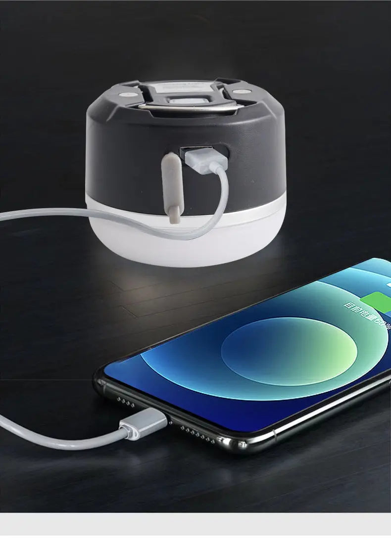 Kampeer LED Lamp met ophanghaakjes en magneet - oplaadbaar via USB type C Coolgods