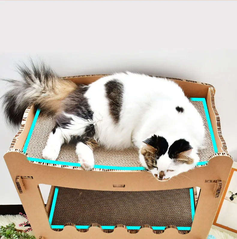 Kattenhuis - duurzaam speelhuis voor katten - karton krabmeubel katten SpirePets