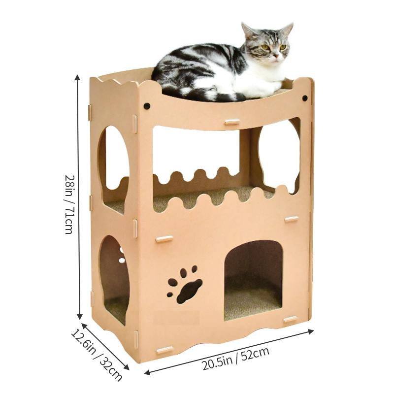 Kattenhuis - duurzaam speelhuis voor katten - karton krabmeubel katten SpirePets
