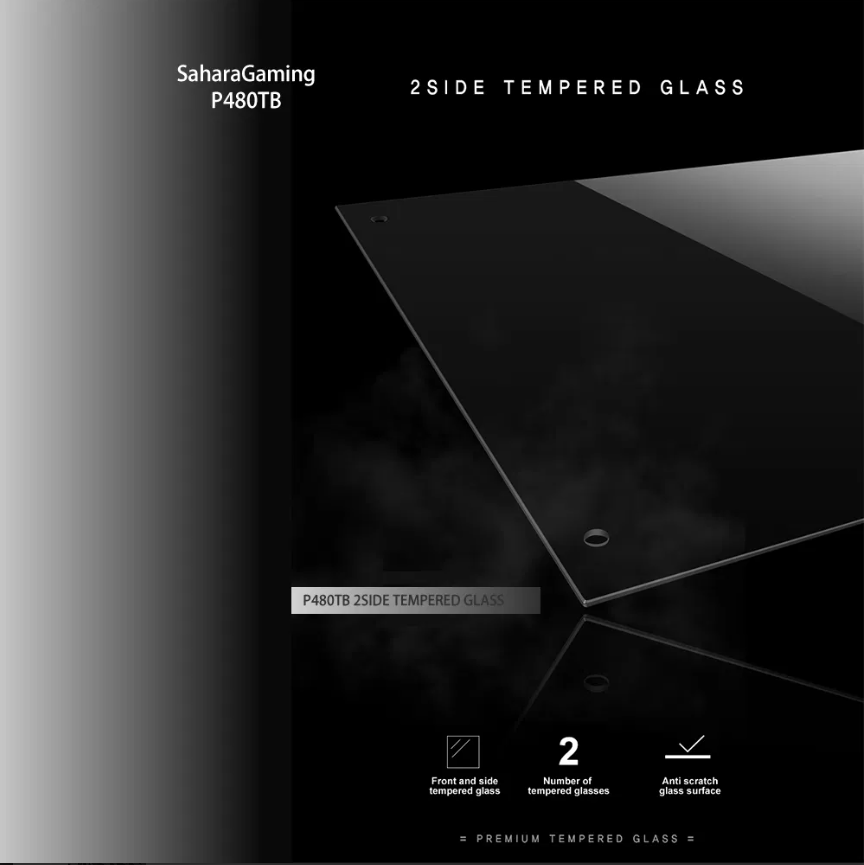 Sahara gaming behuizing - Gehard glas - Zwart - RGB compatible Sahara