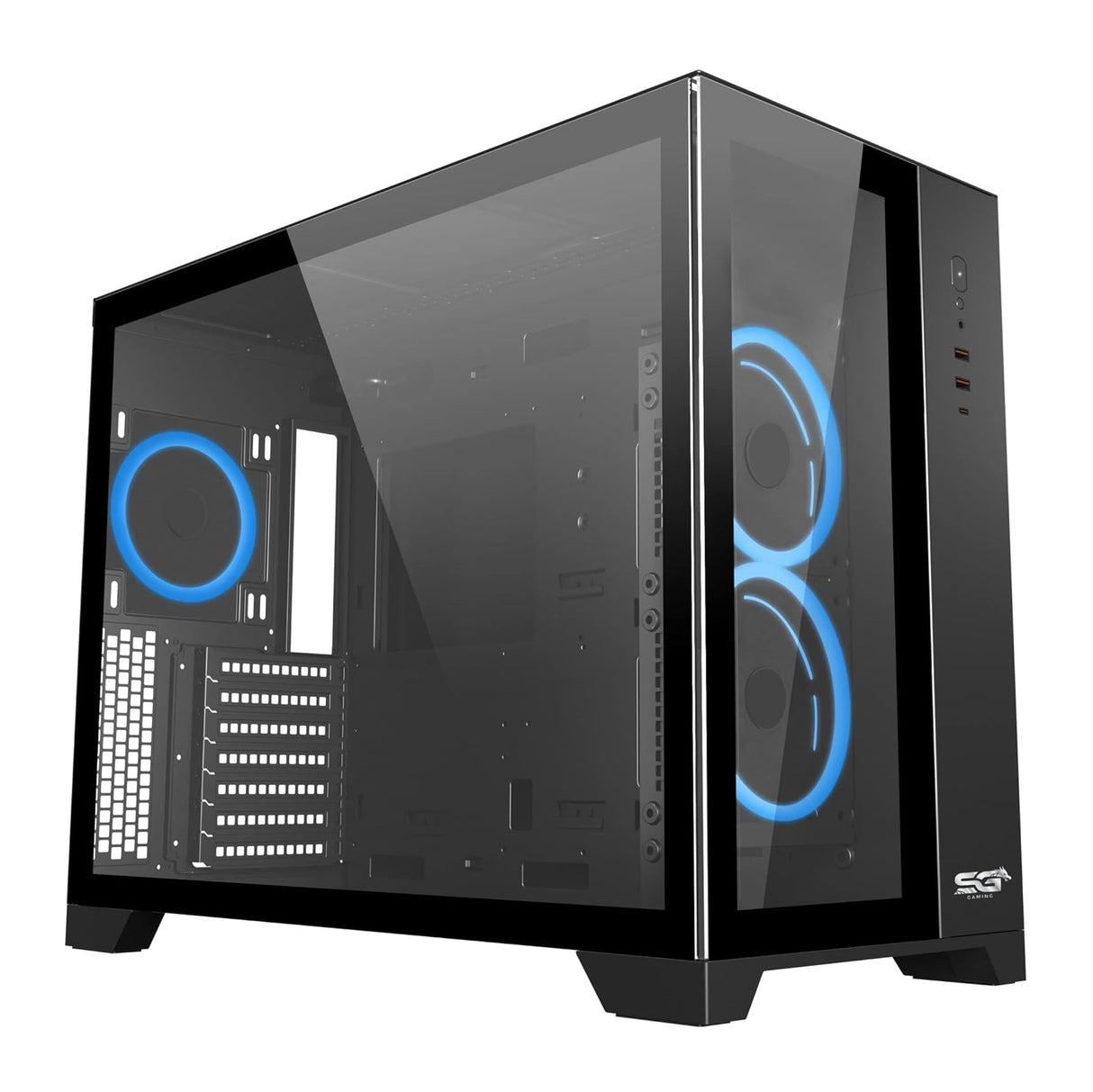 Sahara gaming behuizing - Gehard glas - Zwart - RGB compatible Sahara