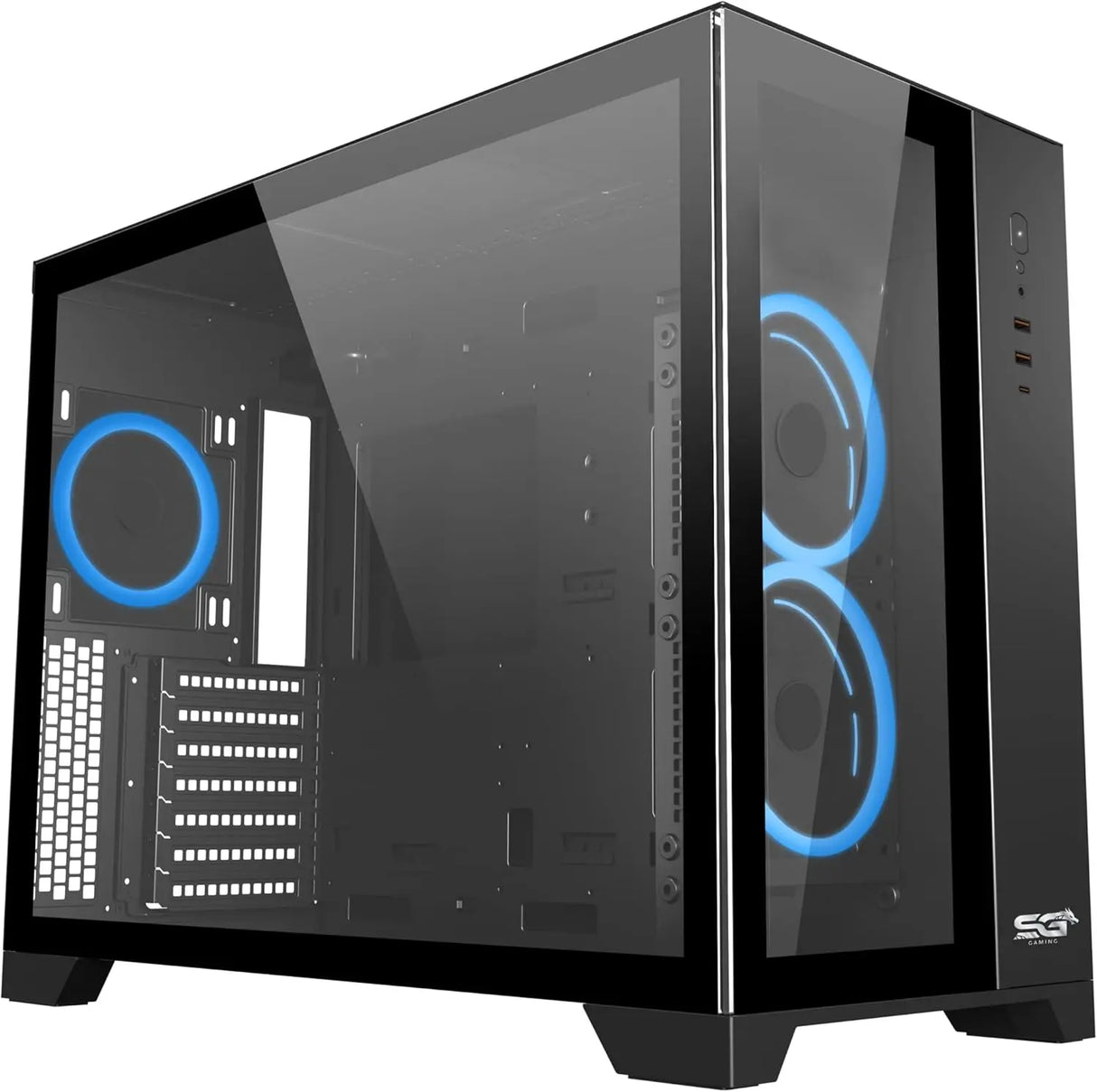 Sahara gaming behuizing - Gehard glas - Zwart - RGB compatible Sahara