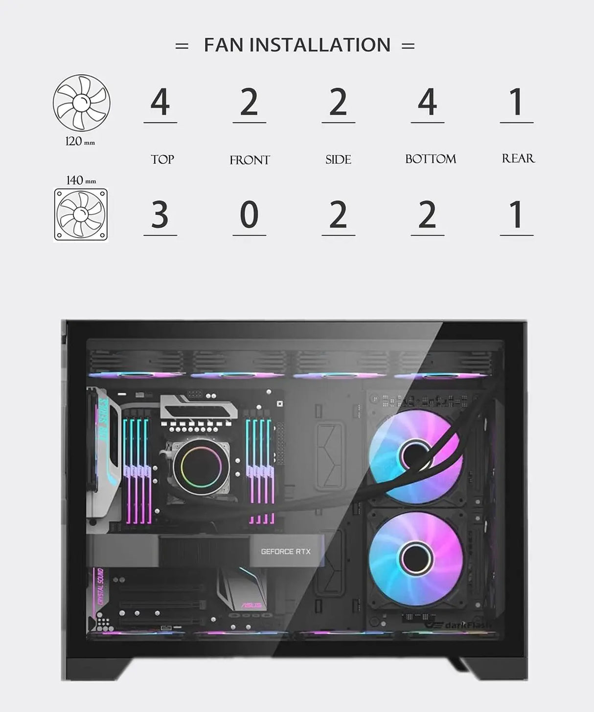 Sahara gaming behuizing - Gehard glas - Zwart - RGB compatible Sahara