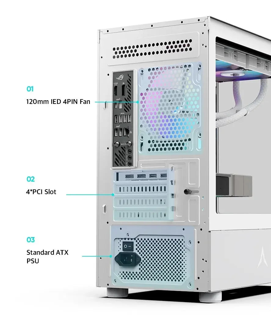 PC behuizing - gamer case - U20M WHITE - Tempered glass - RGB Spire