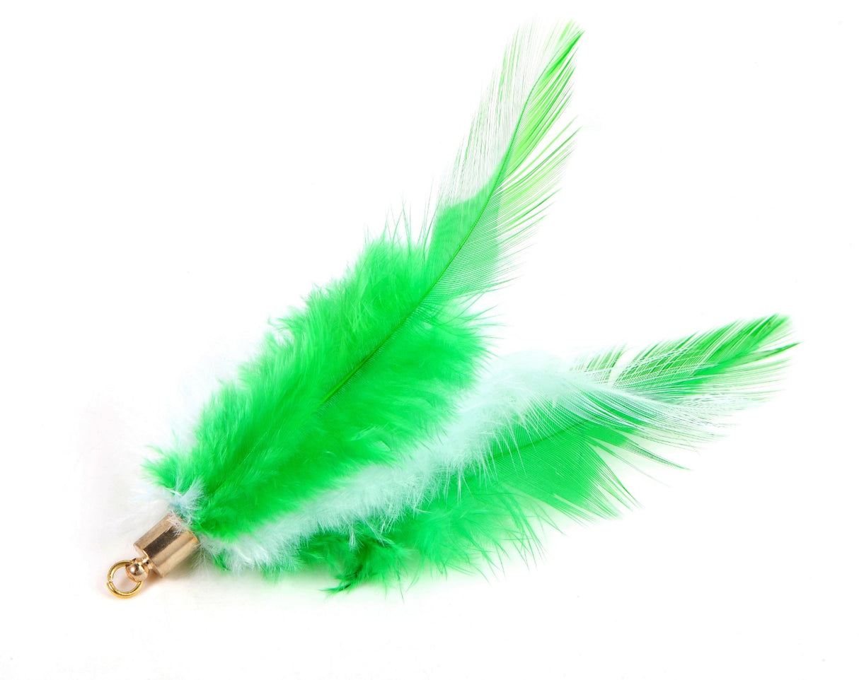 Kattenspeeltje | Kattenhengel met 5 veren | Blauw/Roze/Wit/Groen | Veer set | Katten SPIRE-PETS