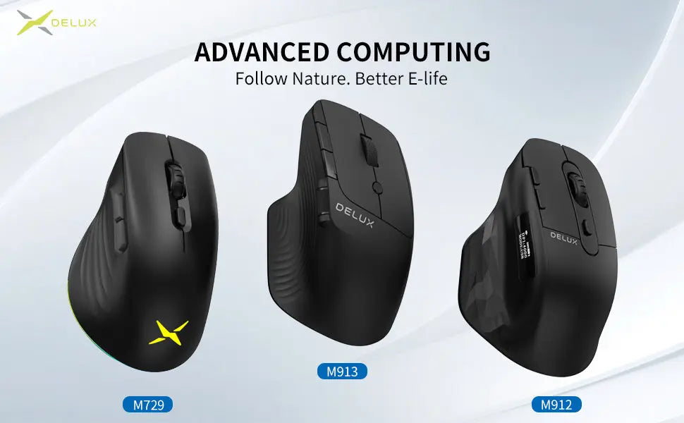 Delux M912 Draadloze Ergonomische Muis - Bluetooth - Zwart - Semi Verticale muis - 121.3x90.7x45.1mm Coolgods