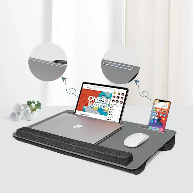 Laptop Standaard | Smartphone Houder | Ergonomische standaarden | Polssteun | Ruimtebesparend en draagbaar | Leer | Maximaal 17 inch Coolgods