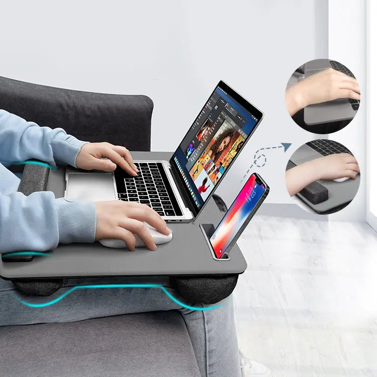 Laptop Standaard | Smartphone Houder | Ergonomische standaarden | Polssteun | Ruimtebesparend en draagbaar | Leer | Maximaal 17 inch Coolgods