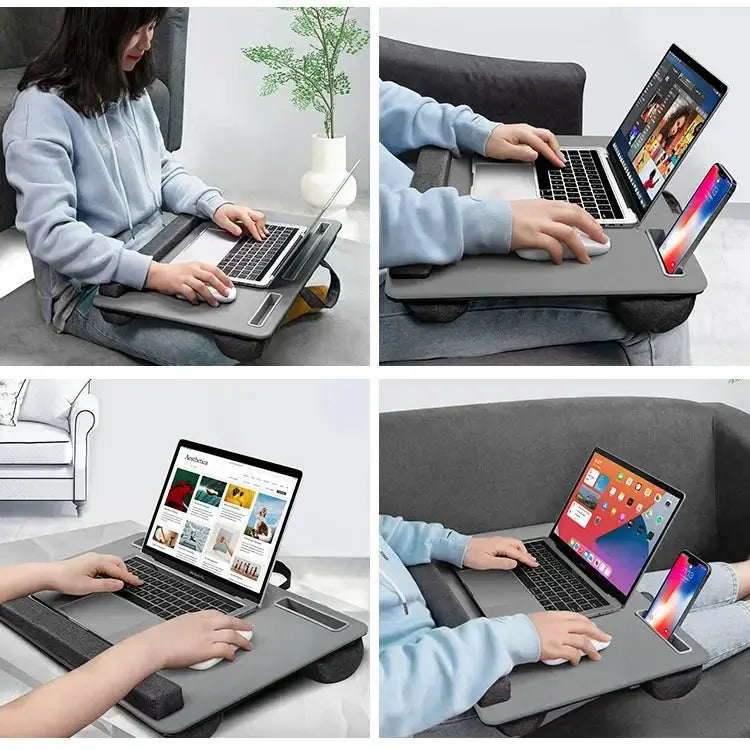 Laptop Standaard | Smartphone Houder | Ergonomische standaarden | Polssteun | Ruimtebesparend en draagbaar | Leer | Maximaal 17 inch Coolgods
