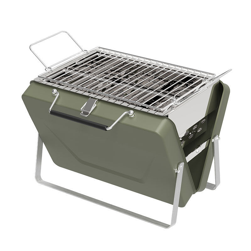 Compacte BBQ - mini barbecue koffer - groen - draagbaar - maat S - Coolgods.nl