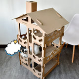 Cat house - Durable playhouse for cats and cats - Cardboard Dimensions 535*310*705mm