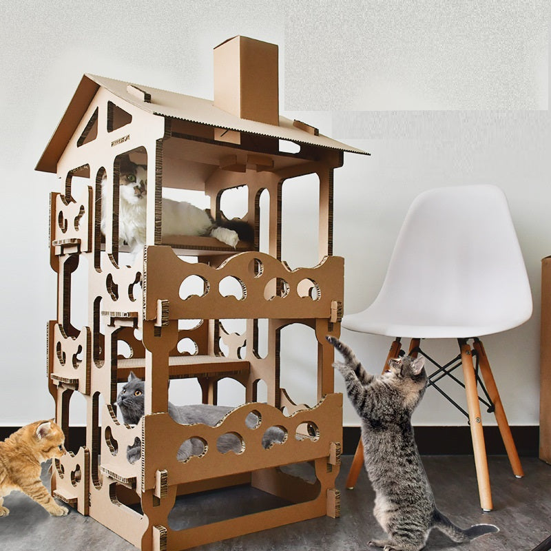 Cat house - Durable playhouse for cats and cats - Cardboard Dimensions 535*310*705mm