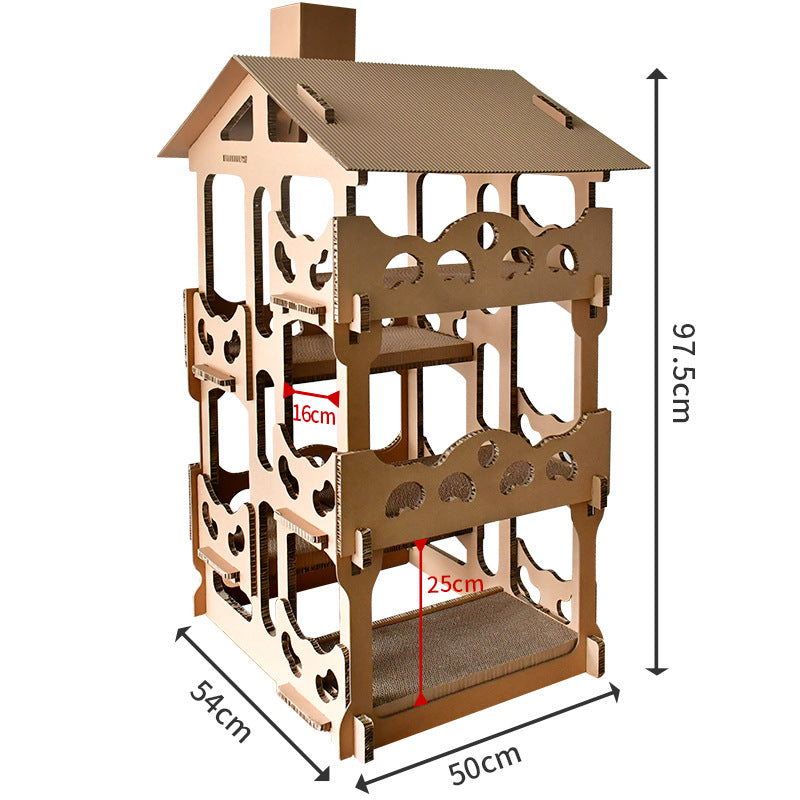 Cat house - Durable playhouse for cats and cats - Cardboard Dimensions 535*310*705mm