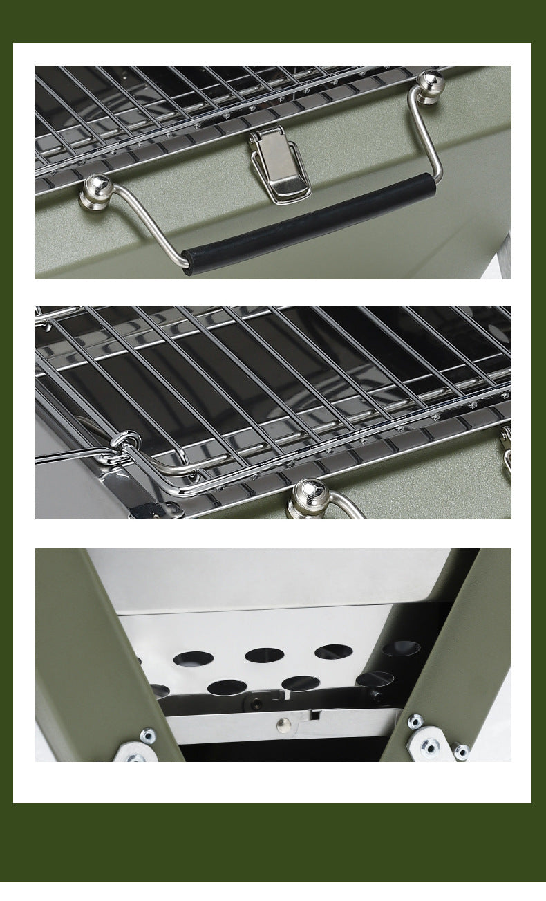 Compacte BBQ - mini barbecue koffer - groen - draagbaar - maat S - Coolgods.nl