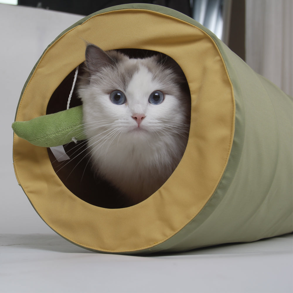 Katten speelgoed - Speeltunnel met meerdere gaten - Legergroen - Voor Katten < 10kg SpirePets