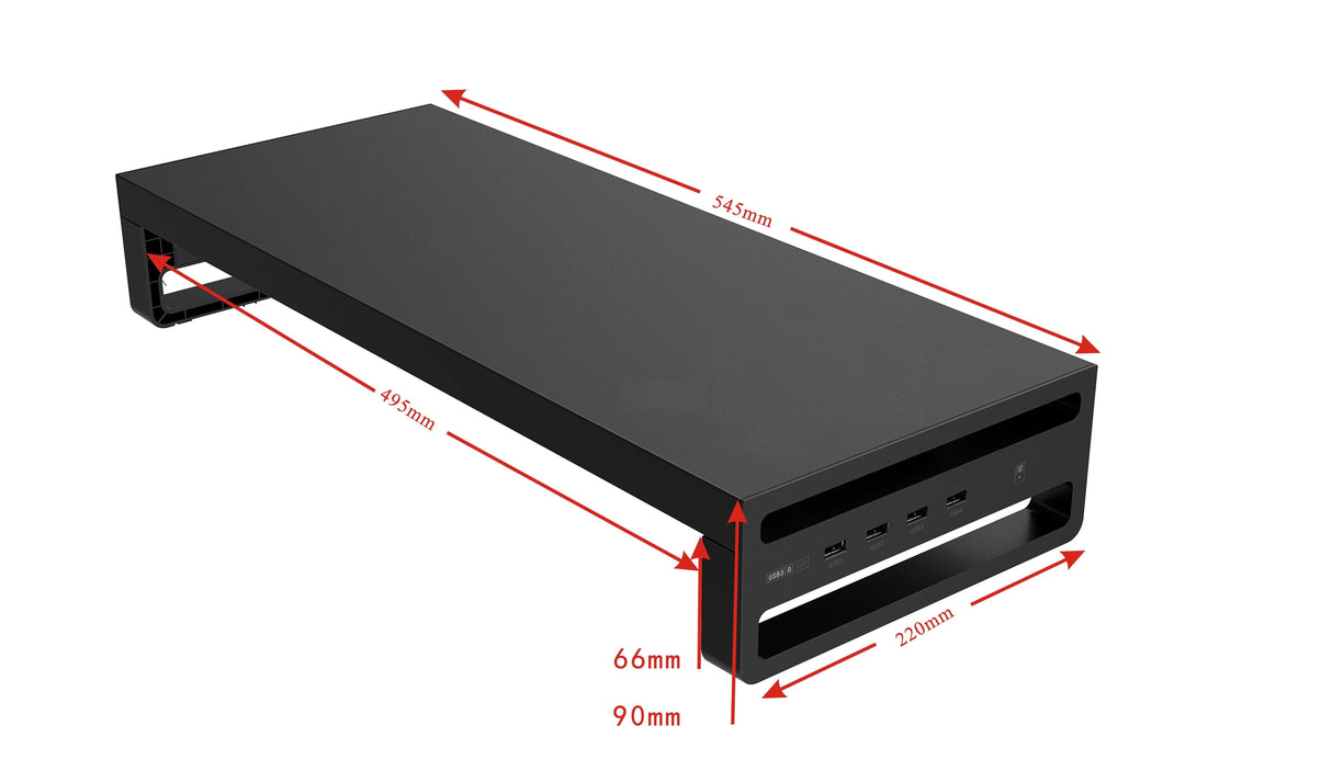 Multifunctionele monitor standaard - aluminium - 4x USB3.0 hub Spire