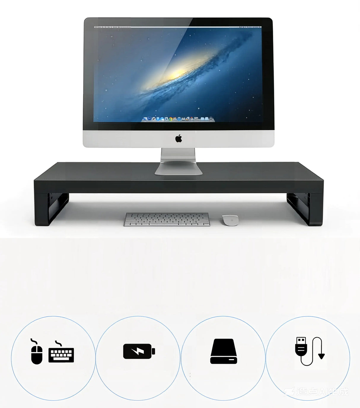 Multifunctionele monitor standaard - aluminium - 4x USB3.0 hub Spire