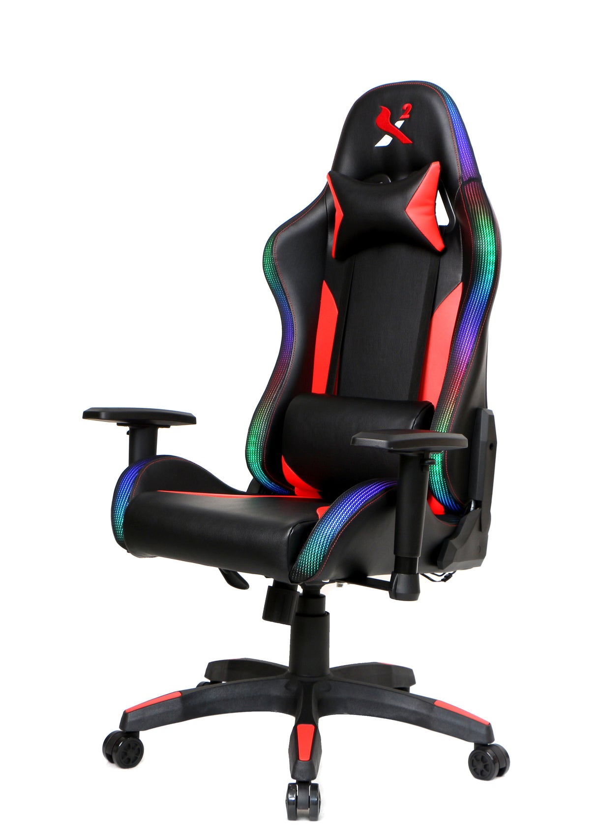 X2 Gaming Stoel - Met nekkussen  Verstelbaar - RGB Lichten - Ergonomisch - Bureau Stoel - PVC leer - Nylon Wielen - 54x69.5x133cm (LxWxH) Spire