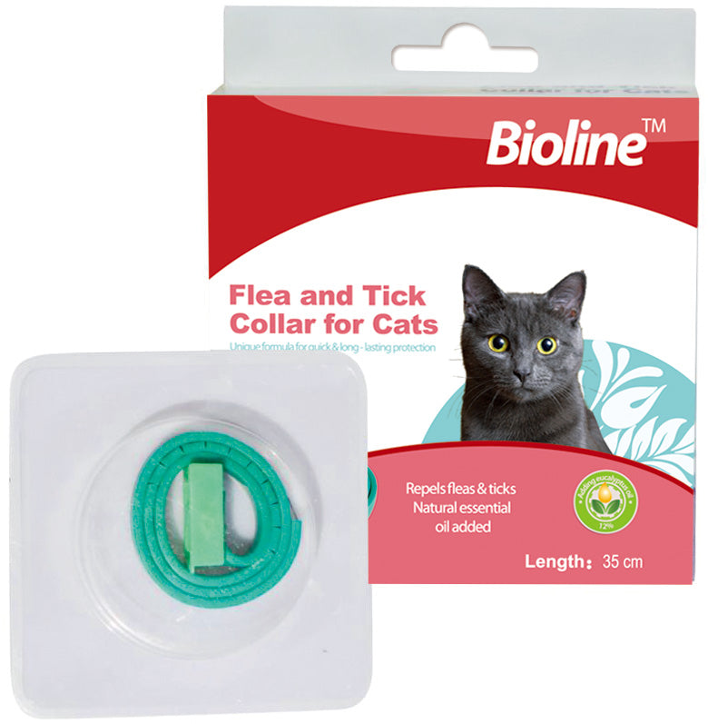 Vlooien- en tekenhalsband voor katten - Groen - Lengte 35 Breedte 1 cm SpirePets