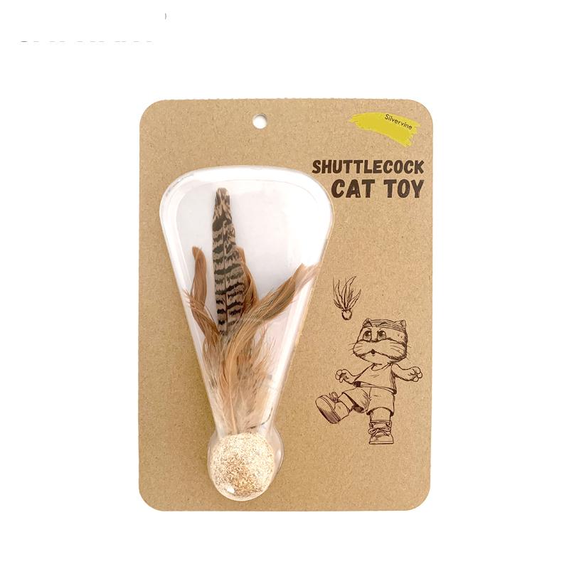 Kattenspeelgoed - Kattenveer - Pauw Shuttlebal - Handgemaakt katten speelgoed - Fazantenveer SpirePets