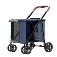 Wandelwagen voor honden - Inklapbaar - 4-wielen - Max. laadgewicht: 25 kg - 82x59x100 cm (LxBxH) - Blauw SpirePets