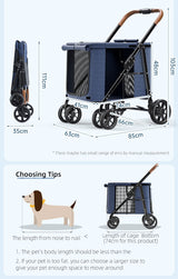 Wandelwagen voor honden - Inklapbaar - 4-wielen - Max. laadgewicht: 25 kg - 82x59x100 cm (LxBxH) - Blauw SpirePets