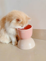 Verhoogde kattenvoerbak - keramische voerbak kat - roze SpirePets