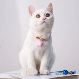 Halsband katten blauw met bel - Japans - verstelbaar in lengte - 29 tot 36 cm - kattehalsband - halsbandje Coolgods