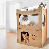 Kattenhuis - Duurzaam speelhuis voor katten en poezen - Karton Afmetingen 535*310*705mm Coolgods