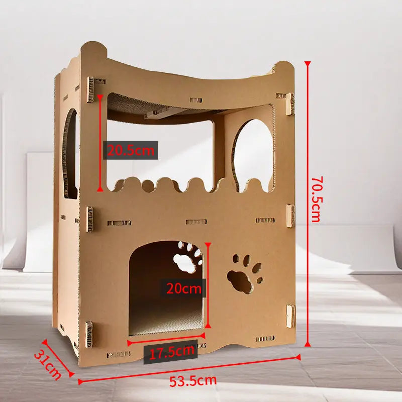 Kattenhuis - Duurzaam speelhuis voor katten en poezen - Karton Afmetingen 535*310*705mm Coolgods